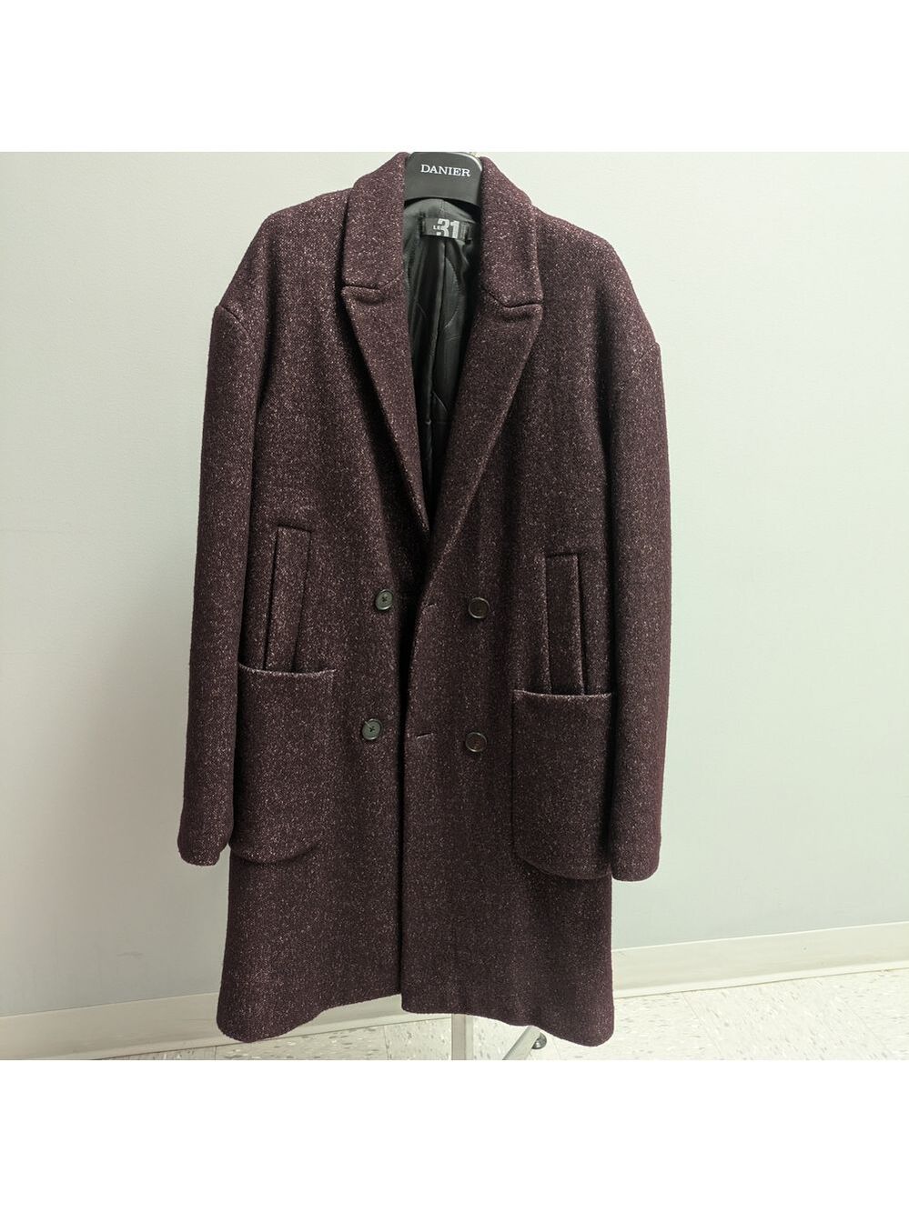 Simons Deep Burgundy Double-Breasted Pea Coat